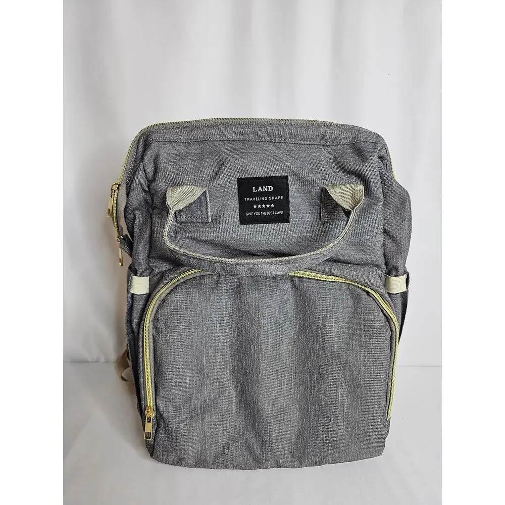 Land Travel Diaper Bag Backpack with USB & Fold-out Bassinet